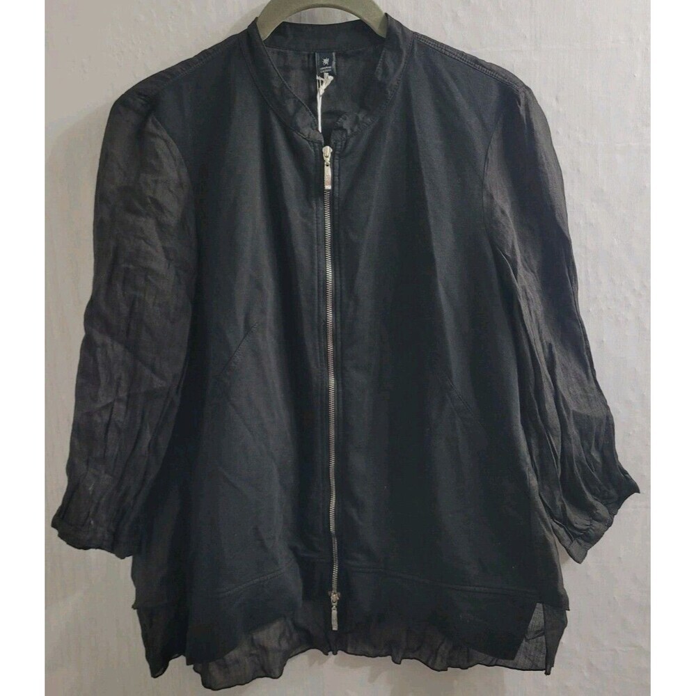 European Culture Jacket Women's Size XS Black Cotton Spandex Made In Italy New